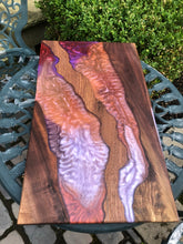 Load image into Gallery viewer, Unique multicoloured epoxy serving board