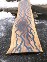 Load image into Gallery viewer, Blue epoxy engraved charcuterie board