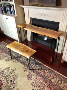 Live edge entry table and bench