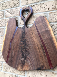 Walnut Heart Handle Serving Board (red/purp)