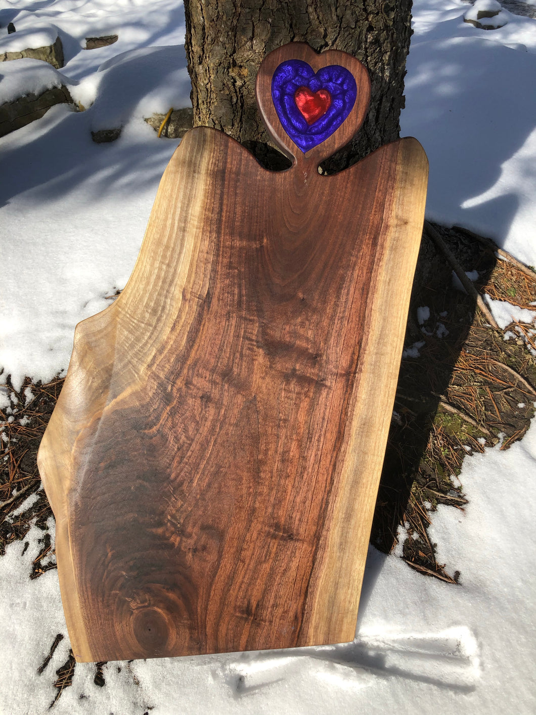 Triple heart walnut board