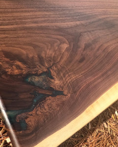 Large walnut serving board w gold