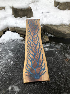 Blue epoxy engraved charcuterie board