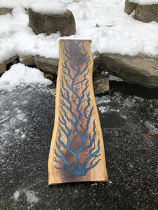 Blue epoxy engraved charcuterie board