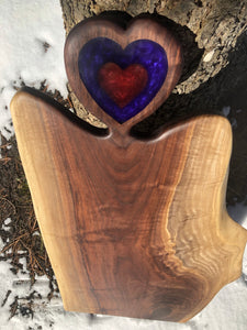 Triple heart walnut board
