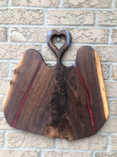 Load image into Gallery viewer, Walnut Heart Handle Serving Board (red/purp)
