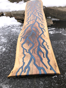 Blue epoxy engraved charcuterie board