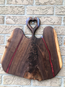 Walnut Heart Handle Serving Board (red/purp)